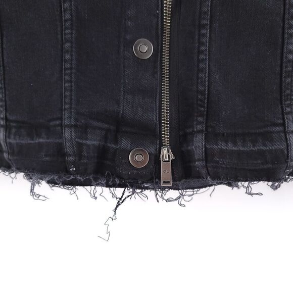 DL1961 Solid Black Full Zip Snap Poppy Skirt Raw Hem Womens Size M - Picture 6 of 11